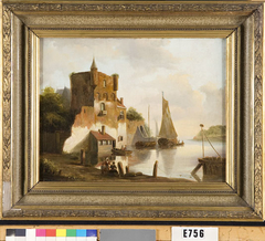 Kasteel aan een rivier by Johannes Hubertus Leonardus de Haas