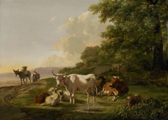 Landscape with Cattle by Pieter Gerardus van Os