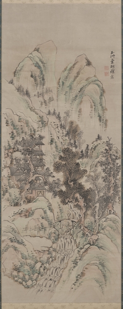 Landscape with Fisherman Outside a Cave by Kuwayama Gyokushū