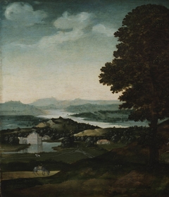 Landscape with grazing donkey by Joachim Patinir