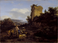 Landscape with Ruins and Travelers by Nicolaes Pieterszoon Berchem