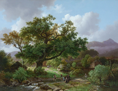 Landschap in het Schwarzwald met kreeftvissers by Barend Cornelis Koekkoek