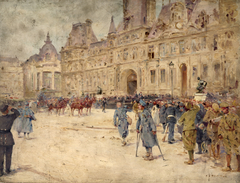 Les mutilés assistent aux obsèques du général Galliéni, sur la place de l'Hôtel-de-Ville (1er juin 1916) by Ernest Jean Delahaye