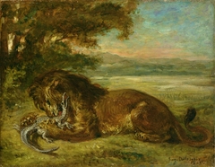 Lion et caïman by Eugène Delacroix