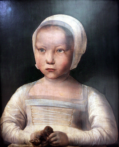 Little girl with a dead bird by Anonymous