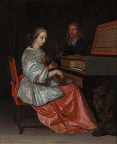 Lute Player Seated at a Virginal by Eglon van der Neer