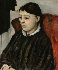 Madame Cezanne en robe rayée by Paul Cézanne