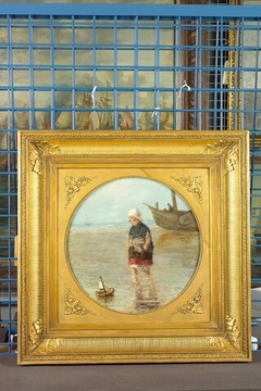 Meisje met klompscheepje by Jozef Israëls