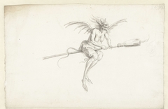 Monsterlijke heks op een bezem by Cornelis Saftleven