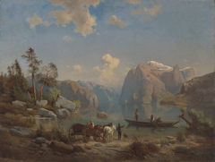 Mountain Landscape with a Lake by Aleksander Kotsis