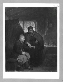 old woman feeling the puls of an old man by Ferdinand de Braekeleer the Elder