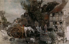 Outside The Inn by Myles Birket Foster