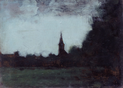 Paysage d'Alsace, le clocher de Bernwiller by Jean-Jacques Henner