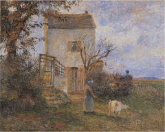 Peasant and Goat in front of a house near Pontoise by Camille Pissarro