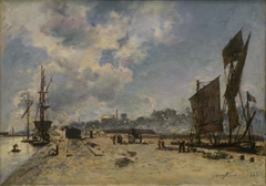 Pier in Honfleur by Johan Jongkind