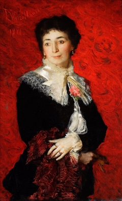 Portrait of a lady with a lace jabot. by Leon Wyczółkowski