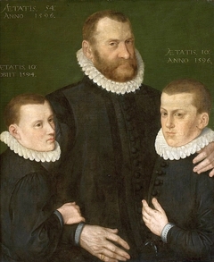 Portrait of a man with his two sons. by Anonymous