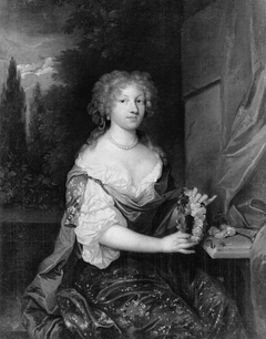 Portrait of a Young Woman with a Garland by Caspar Netscher