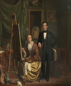 Portrait of the paintress Elisabeth Kiers-Haanen with her husband, Petrus Kiers by Elisabeth Alida Haanen