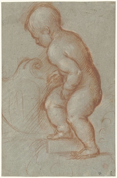 Putto met een wapenschild by Titiaan