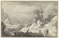 Rivierdal in bergachtig landschap by Jan van Aken