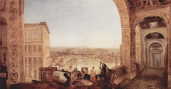 Rome, from the Vatican. Raffaelle, Accompanied by La Fornarina, Preparing his Pictures for the Decoration of the Loggia by J. M. W. Turner