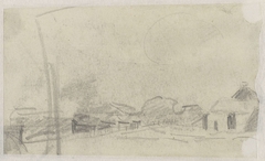 Schetsblad met landschap met boerderij by Jan Toorop