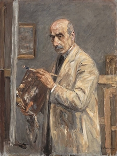 Selbstbildnis im Malkittel by Max Liebermann