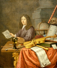 Self-portrait with a Vanitas Still-life by Evert Collier