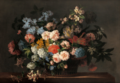 Still life with basket of flowers by Jean-Baptiste Monnoyer