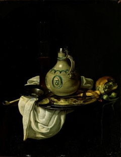 Still life with jug and herring by Jan Jansz den Uyl