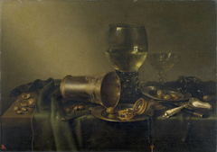 Still Life with Silver Tazza, Roemer and Oysters by Willem Claesz Heda