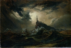 Stormy sea with Lighthouse by Carl Blechen