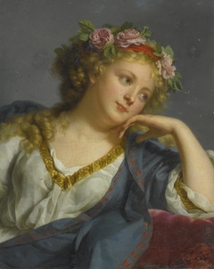 Portrait of a Lady wearing a Floral Wreath, possibly as Flora by Marie-Geneviève Bouliard