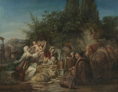 The Halt at the Fountain by Hermann Kretzschmer