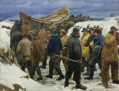 The Lifeboat is Taken through the Dunes by Michael Ancher