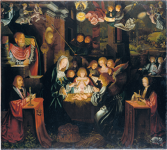 The Nativity with the Donors Peter von Clapis and Bela Bonenberg by Bartholomaeus Bruyn the Elder