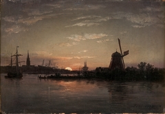 The Oder near Swinemünde in Moonlight by Johan Christian Dahl