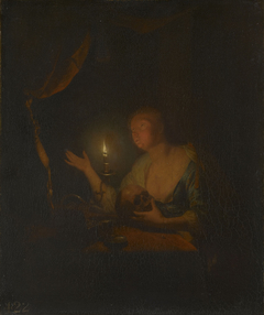 The Penitent Magdalen by Candlelight by Godfried Schalcken