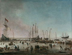 The Port of Amsterdam in Winter by Hendrick Dubbels