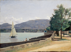 The quai des Paquis in Geneva by Jean-Baptiste-Camille Corot