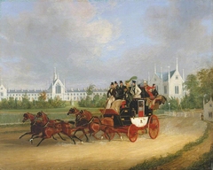 The ‘Tally-Ho’ London - Birmingham Stage Coach Passing Whittington College, Highgate by James Pollard