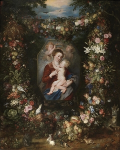 The Virgin and Child in a Painting surrounded by Fruit and Flowers by Jan Brueghel the Elder