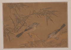 Two Birds and Bamboo Plant by anonymous painter