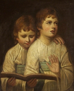 Two Small Boys Singing by Anonymous