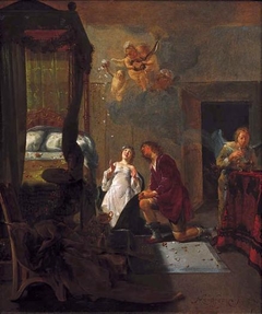 Tobias and Sarah praying on their wedding night by Nikolaus Knüpfer