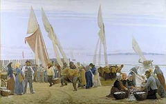 Morning at Hornbæk. The fishermen returning by Peder Severin Krøyer