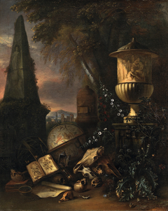 Vanitas. Still Life in a Landscape by Matthias Withoos