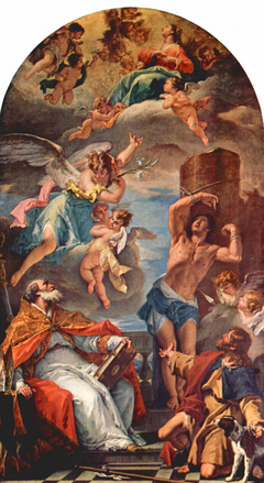 Virgin Mary in Glory with Archangel Gabriel and S. Eusebius, S. Sebastian und S. Rochus by Sebastiano Ricci