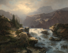 Waterval van de Handeck aan de Grimsel by Alexandre Calame